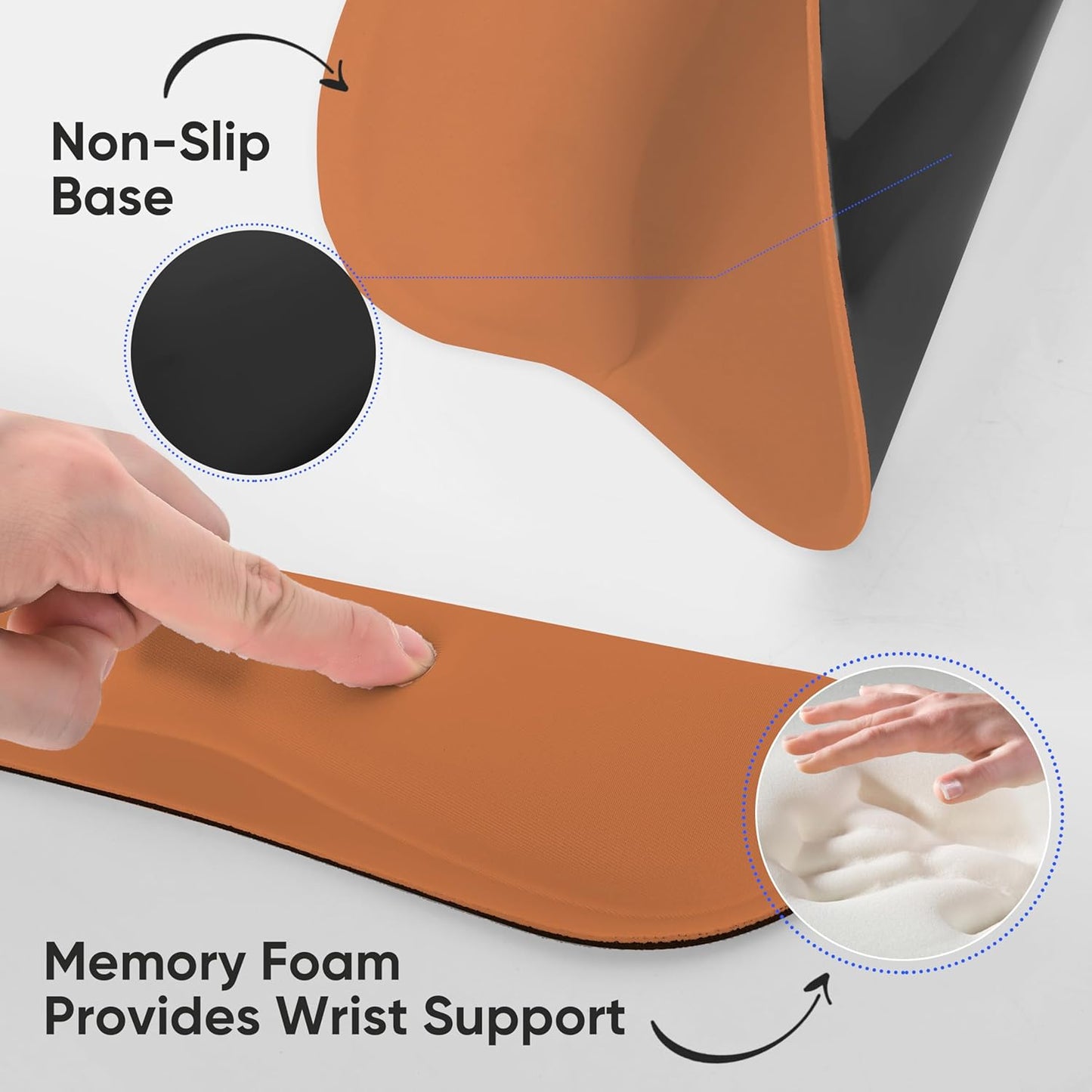 RICHEN Wrist Rest Support for Mouse Pad&Keyboard Set with Coaster,Concave Curved Memory Foam, Non-Slip Base Pain Relief Comfortable Easy Typing Pad for Home/Office (Lavender Purple)