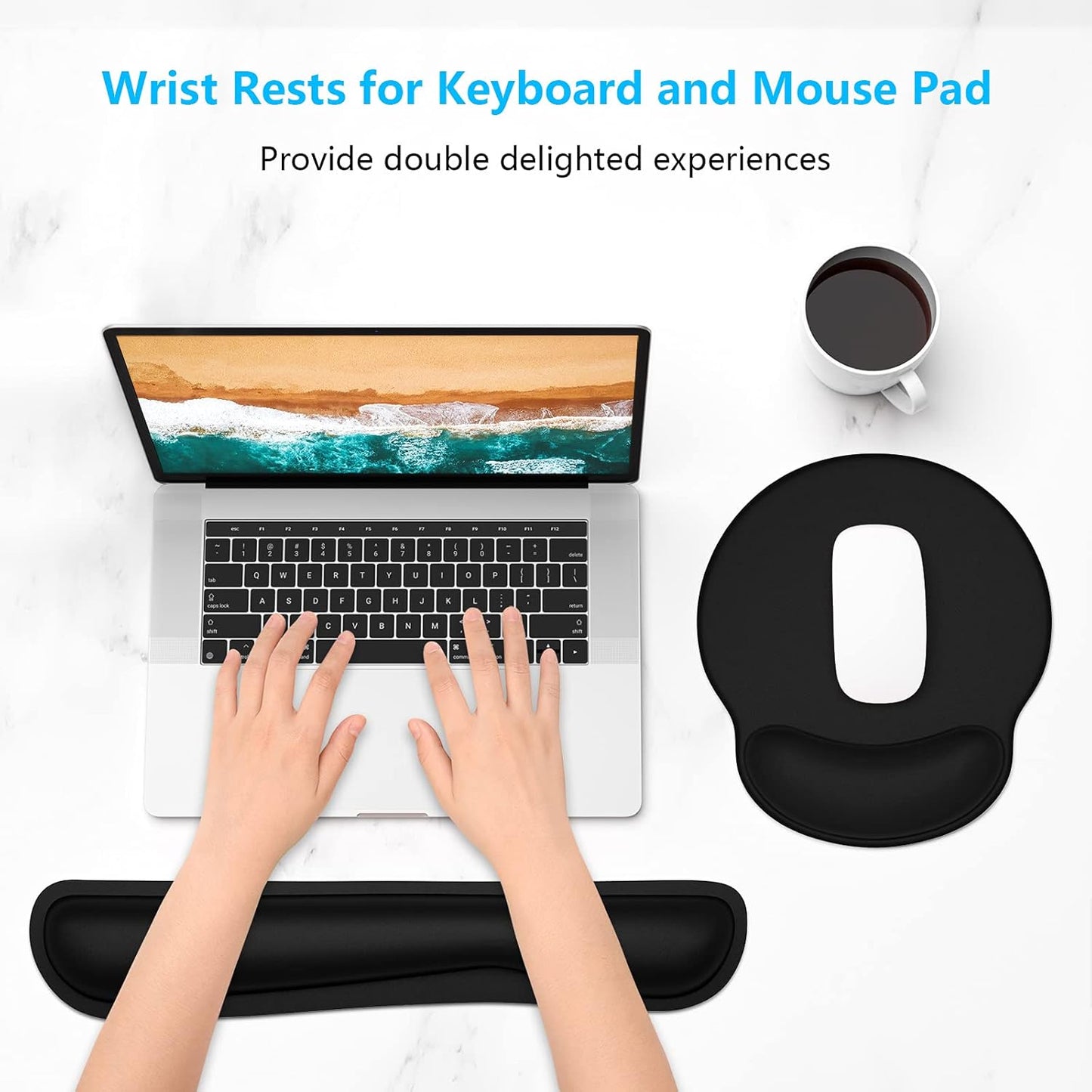 Dapesuom Keyboard Wrist Rest and Mouse Pad with Wrist Support, Cute Memory Foam Cushion for Keyboard and Mouse Set, Ergonomic Desktop Pad Rests with Non Slip Base for Easy Typing & Pain Relief, Pink