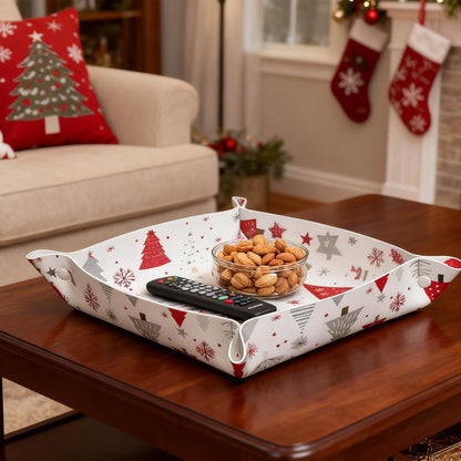 Tray Leather Valet Tray Forest Tree Reindeer Catchall Trays Key Organizer Night Stand Organizer Bedside Vanity Trays Decor for Entryway Table