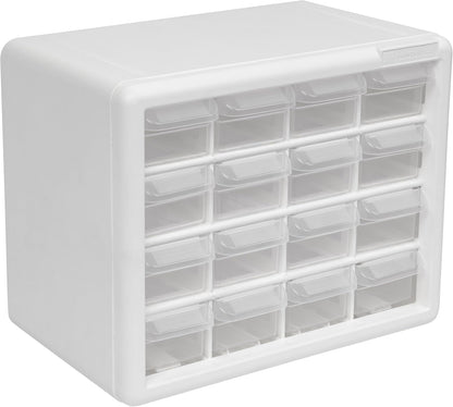 Akro-Mils 24-Drawer Plastic Drawer Storage Cabinet for Garage Organization, Bead Organizer, Building Bricks Storage, Teacher Toolbox, Makeup Organizer, 20" W x 6" D x 16" H, 10124 Black