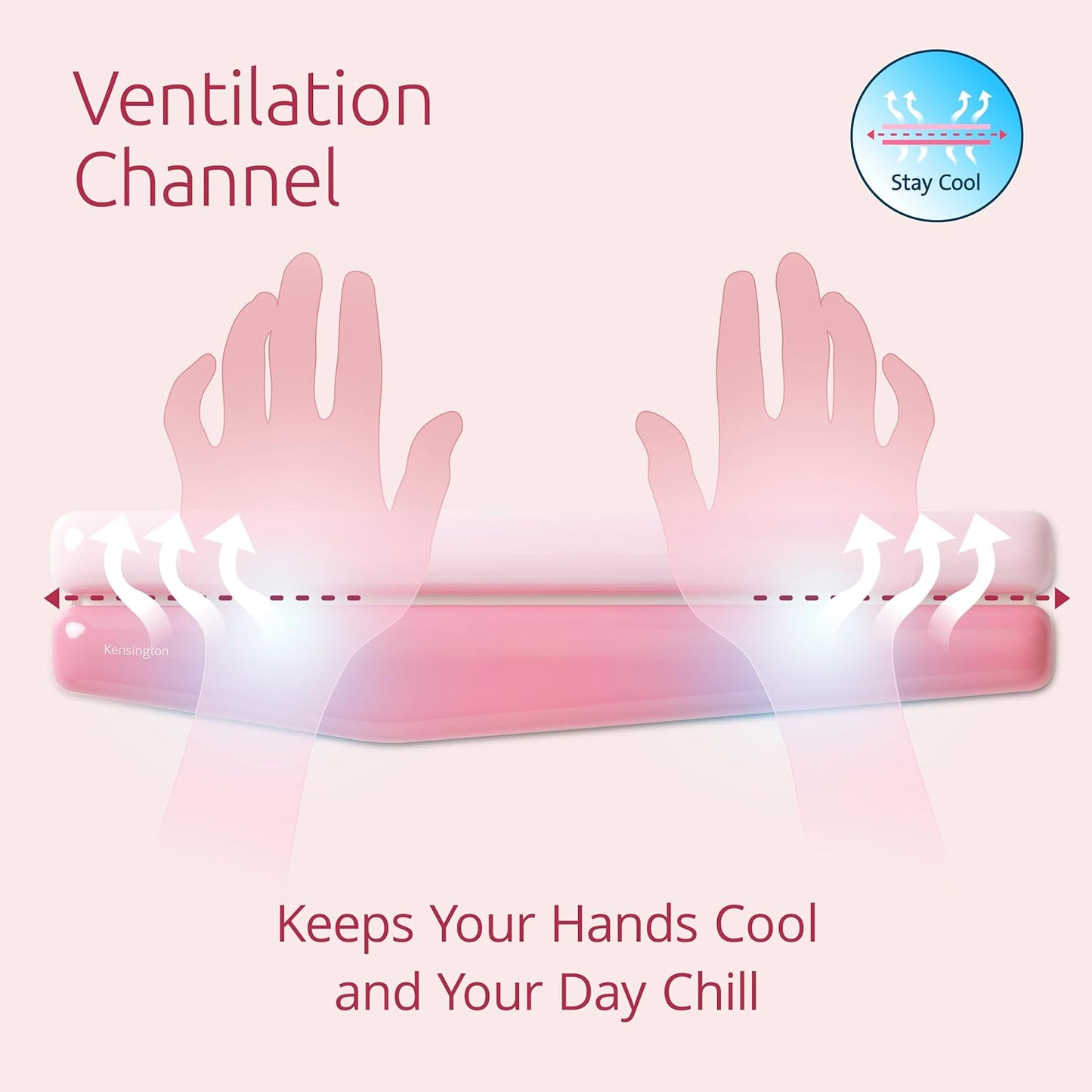 Kensington Duo Gel Loop Wrist Rest for Keyboard, Wrist Pad for Full Size Keyboard, Ergonomic Wrist Pad, Non-Skid Computer Pad with Wrist Support, Pink K62679WW, 17.7" x 3.7"x 0.9”
