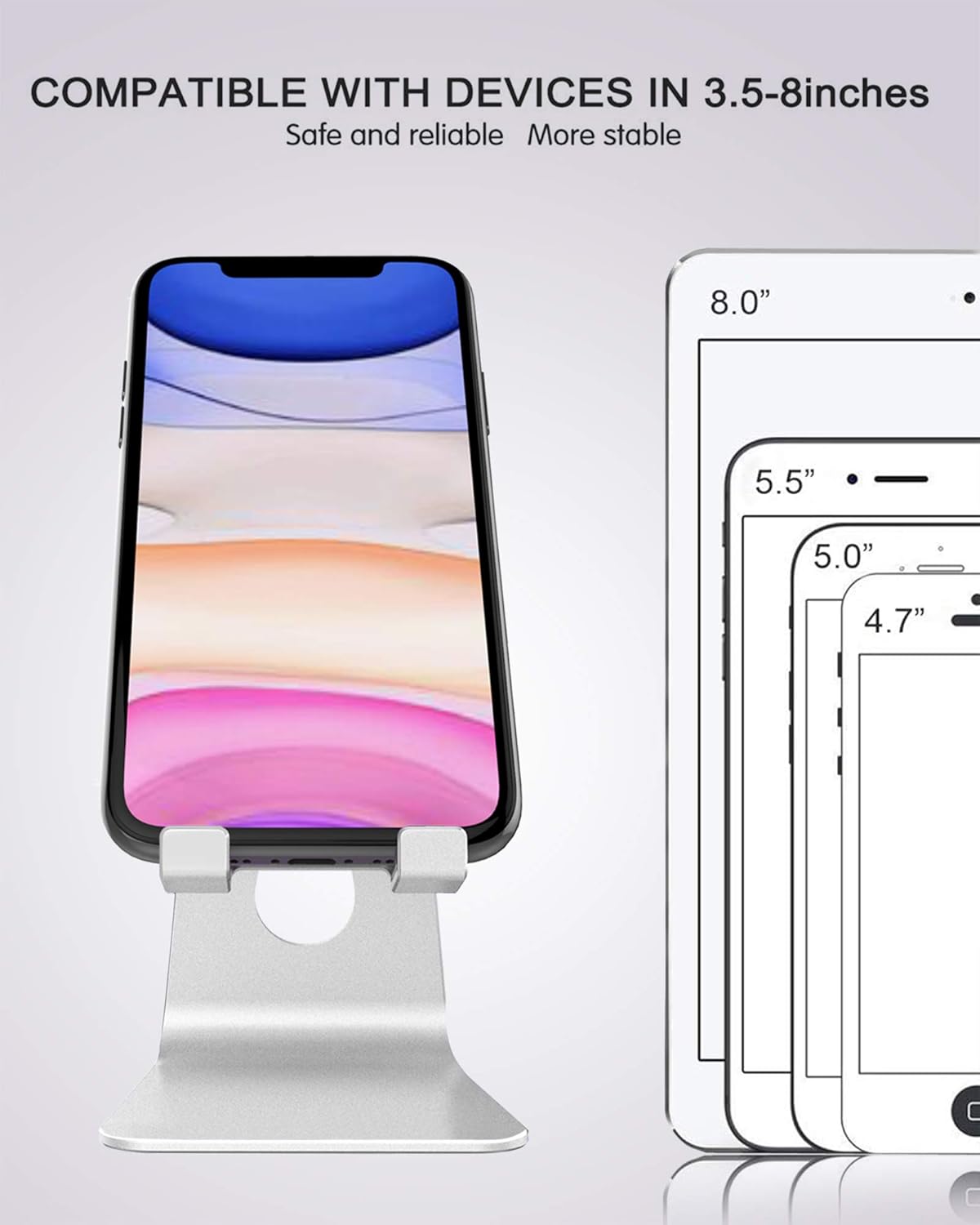 CreaDream Adjustable Cell Phone Stand, Phone Stand, Cradle, Dock, Holder, Aluminum Desktop Stand Compatible with Phone 16 15 14 13 12 11 Pro Max Plus SE, Accessories Desk, All Mobile Phones-Rose Gold