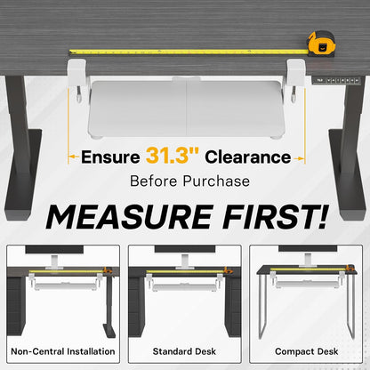 BONTEC KMT01 Under Desk Keyboard Tray, Pull-Out Keyboard & Mouse Platform with C-Clamp, 25.6 x 11.8 in Space-Saving Ergonomic Slide-Out Drawer, Black