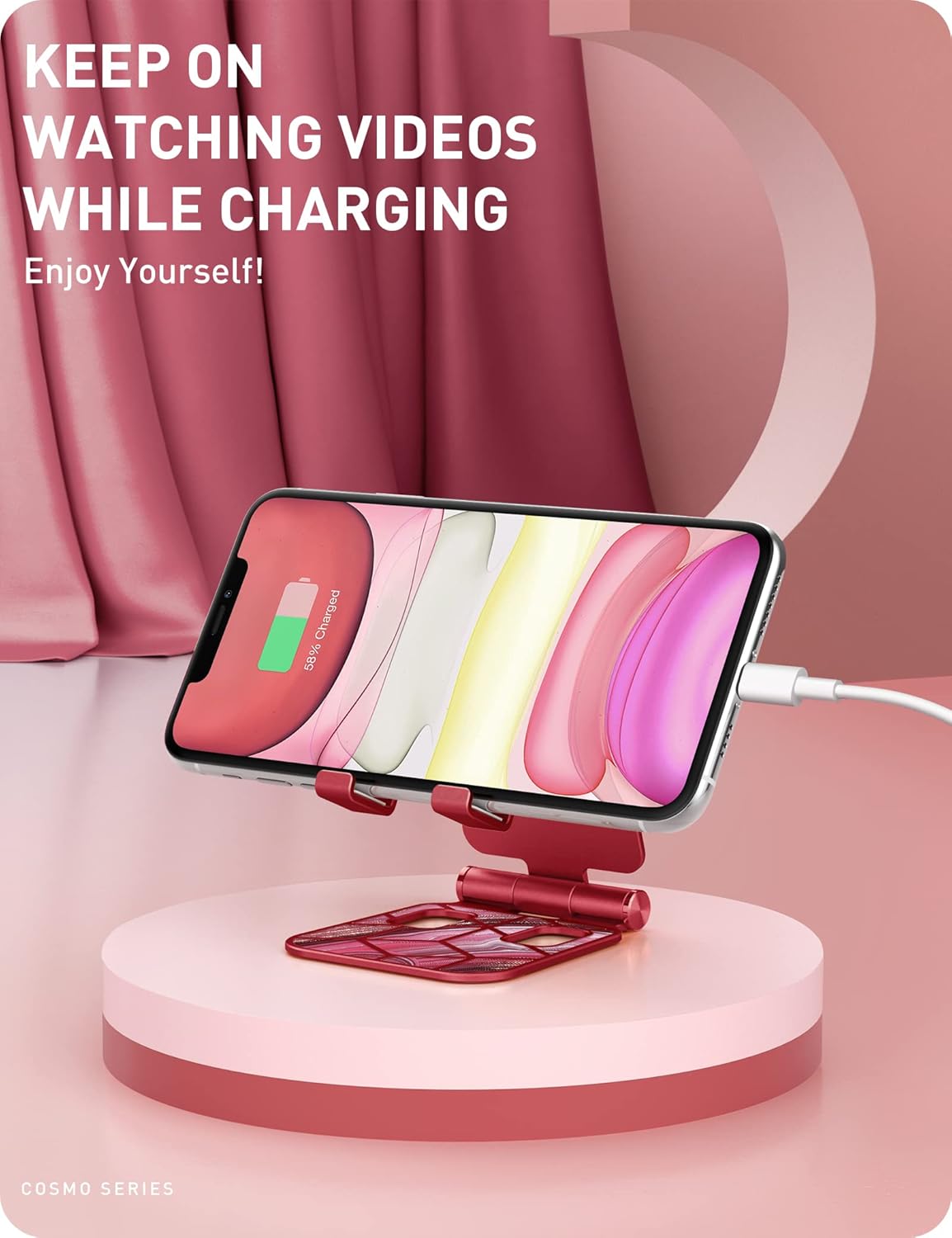 i-Blason Cell Phone Stand for Desk, Cell Phone Holder, Fits All Smart Phones, iPhone 16 15 14 13 Pro Max, Foldable Phone Stand Holder, Marble