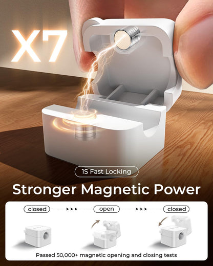 10Pack 2026 Upgraded Cord Organizer Magnetic Cable Clips [1s Lock] MRGLAS Cable Holder Office Desk Accessories with 4 Extra Strong Adhesive Pads, Wire Keeper for Nightstand Desktop Wall Car