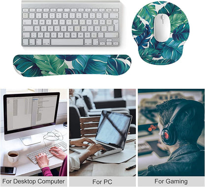 LATEEFAH Mouse Pad with Wrist Rest, 3-in-1 Gaming Mouse Pad, Keyboard Wrist Rest, Ergonomic Memory Foam Mousepad with Wrist Support for Computer Keyboard