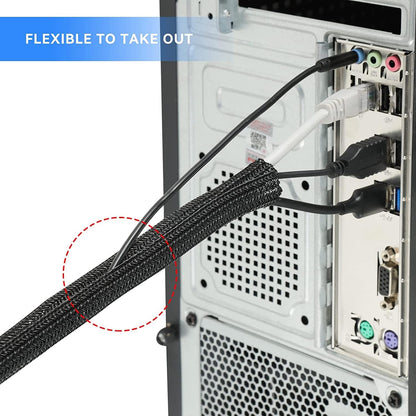 AGPTEK White Cable Sleeve, 2 Pack 5ft - 1.2 Inch Cable Management, Desk Cord Cover Organizer Wire Hider for Computer TV Wire Loom Tubing, Pet Proof Cord Protector from Cat Dog Chewing, White