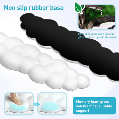 Cloud Wrist Rest Keyboard – Memory Foam with PU Leather Wrist Support for Computer Keyboards, Ergonomically Designed for Typing Comfort and Pain Relief