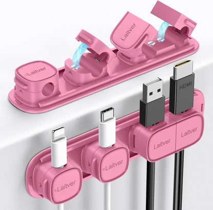 6 Pack Magnetic Cable Clips [1s Open/Lock], Laitver Cord Organizer Holder Strong Adhesive Desk Cable Management- Organize Charging Cords Neatly for Home, Office, Car,Desk, Nightstand