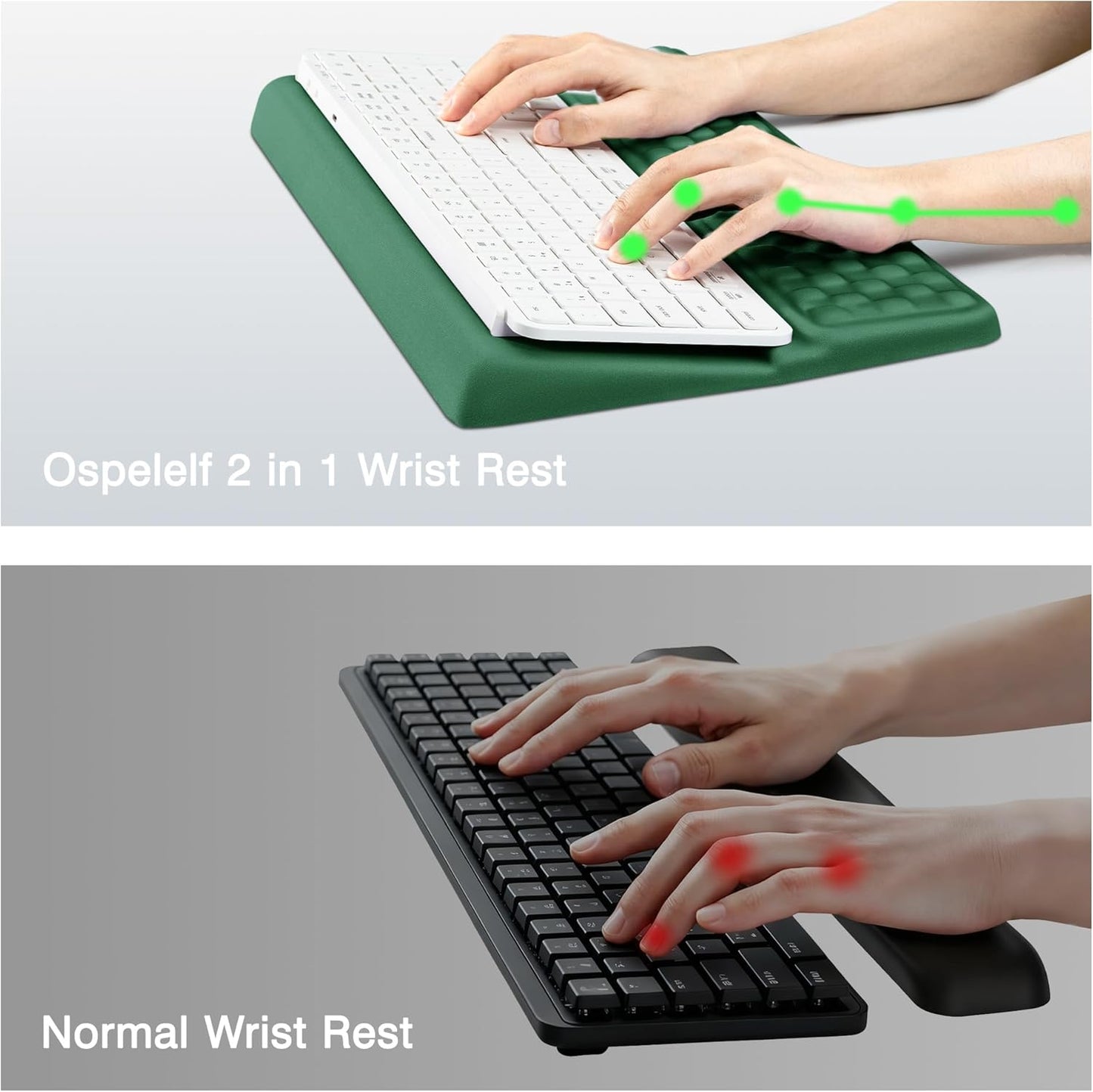 Ospelelf Keyboard Wrist Rest, Comfortable Ergonomic Keyboard Stand Riser Holder for Office Home