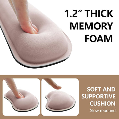 Wrist Rest for Computer Keyboard and Mouse, Ergonomic Design Wrist Support Pad for Keyboard, Soft Memory Foam Desk Pads Support Hand and Arm Easy Typing Pain Relief, 2 Piece Pad, Cream Pink