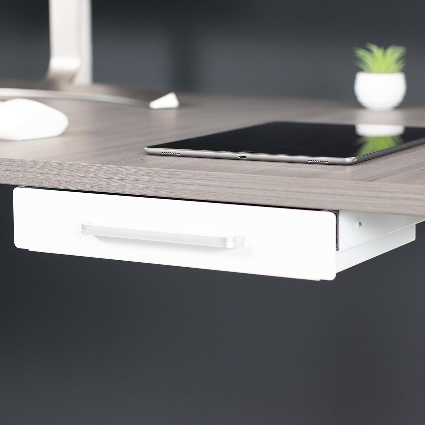 VIVO 13 inch Under Desk Mounted Sliding Pull-out Drawer for Office Desk, Pull Handle, Storage Organizer for Sit Stand Workstation, Black, DESK-DR1H-B