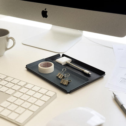 Aluminum Organizer Tray for Desk & Entryway - Minimalist Metal Catchall for Keys, Jewelry, Wallet | A7 Tall, Azure | by PROGETTO2.70