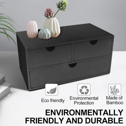 Charmewooden Desk Organizer with Drawers Countertop Drawers Organizer Tabletop Storage Organization Box Home Office Workspace Bathroom Toiletries Supplies (black with shelf)