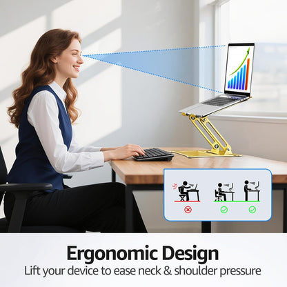 Urmust Laptop Notebook Stand Holder Adjustable Laptop Stand Portable Computer Riser Compatible with MacBook Air Pro HP Dell XPS Lenovo All Laptops 10-15.6"(Rose Gold)