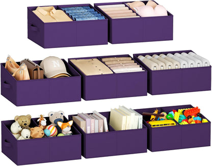 DIMJ Closet Storage Bins, 6 Pack Storage Baskets for Shelves, Foldable Closet Organizer with Handle, Linen Closet Organizers and Storage for Clothes, Toys, Towel, Books (Black)