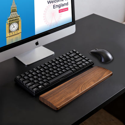 75 Keys Keyboard Wrist Rest - Ergonomic Walnut Wood Palm Rest for Mechanical Keyboard, Non-Slip, Comfortable Typing and Gaming (75 Keys)