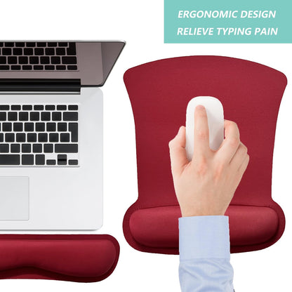 Keyboard Wrist Rest Pad Mouse Pad with Wrist Support Set of 3, Gaming Mousepad with Non-Slip Rubber Base, Ergonomic Memory Foam Mouse Cushion Support for Home Office Laptop Computer, Navy Blue
