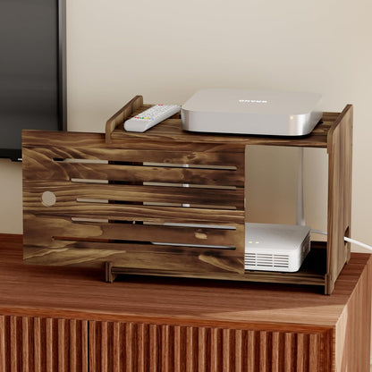 Wooden WiFi Router Storage Box Hider Shelf, Decorative Projector Box Hider Rack Countertop, for Cable, Modem, Internet, Router Power Cover Storage Organizer Cabinet Wall Mounted, Solid Wood