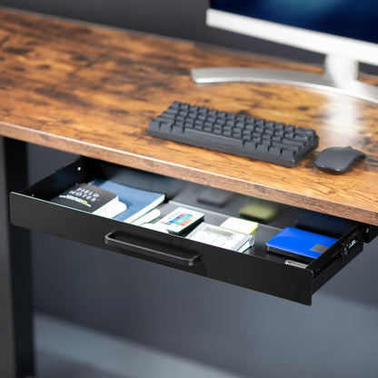 VIVO 13 inch Under Desk Mounted Sliding Pull-out Drawer for Office Desk, Pull Handle, Storage Organizer for Sit Stand Workstation, Black, DESK-DR1H-B