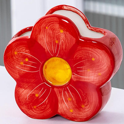 Pink Pencil Holder Pen Holder Office Desk Accessories Aesthetic Cute Flower Home Decor Makeup Brush Holder Vase Birthday Gifts for Women Vanity Toothbrush Holder Kawaii Kitchen Utensil Holder