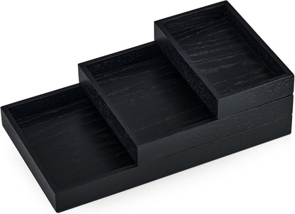 OAKYWOOD Valet Tray Bundle – Solid Wood Desk Organizer – Document, Phone & Tablet Tray – Perfect for Office, Home, or School – Black