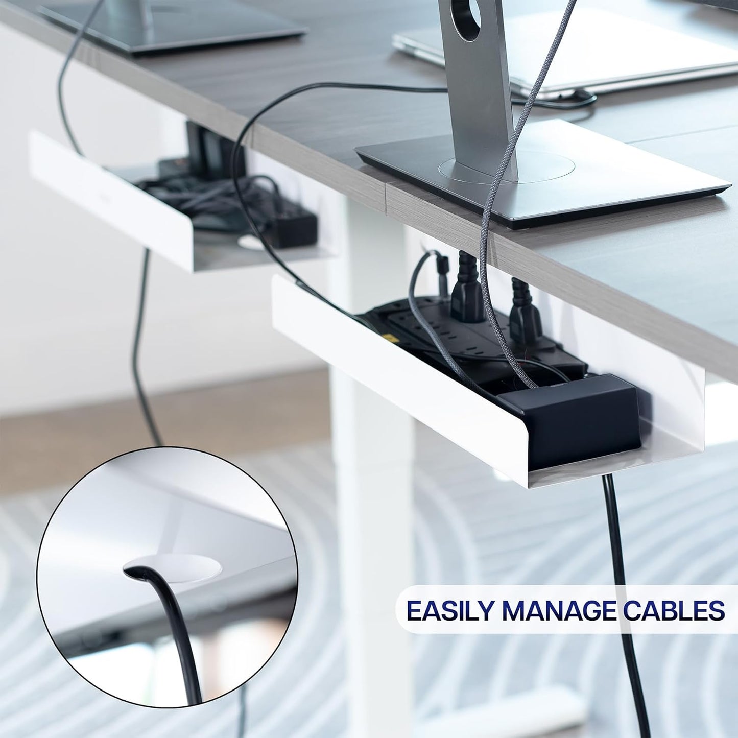 VIVO Under Desk 17 inch Cable Management Trays, Power Strip Holders, Cord Organizers, Wire Tamers for Office and Home, Black, 2 Pack, DESK-AC06-2C
