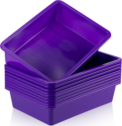 Hoteam 10 Pcs Flat Storage Organizer Tray Bin Paper Tray for Classroom Plastic Stackable File Organizer for School Office Teacher Book Organization(Clear,13.78 x 9.84 x 3.15 Inch)