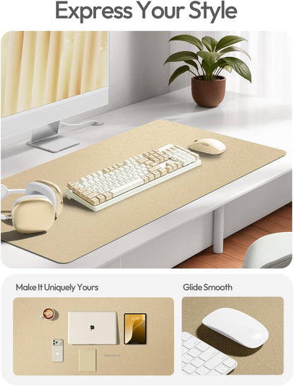 YSAGi Leather Desk Protector, Office Mat, Large Mouse Mat, Non-Slip PU Leather Blotter, Laptop Pad, Waterproof Writing Pad for Office and Home (Light Pink, 23.6" x 13.8") - Colors B