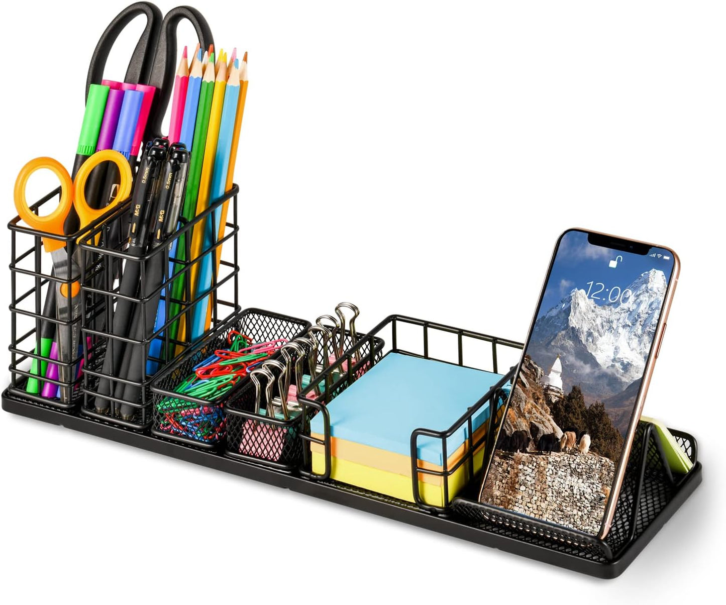 Topwey Pen Holder for Desk, 360 Rotating Pencil Holder, Cup Holder for Desk Office, Desk Organizers and Accessories in Black