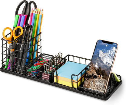 Topwey Pen Holder for Desk, 360 Rotating Pencil Holder, Cup Holder for Desk Office, Desk Organizers and Accessories in Black