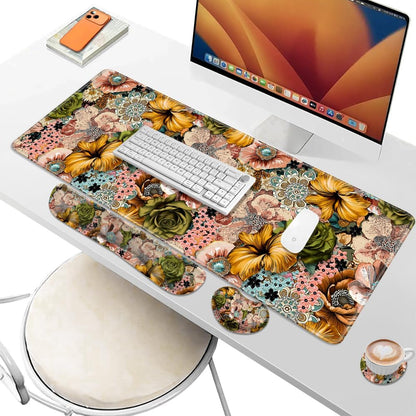 Desk Pad and Keyboard Wrist Rest, Large Mouse Pad + Keyboard Pad+Mouse Wrist Support, Non-Slip Desk Mat Protector for Office, Home 31.5×11.8 Inches Anime Dragon