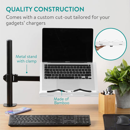Navaris Book Stands with Clamp - Book Holder for Reading - Wood Books Stand - Works with Music, E-Readers or Tablets - 34 x 45 x 55 cm (13.39 x 17.72 x 21.65)