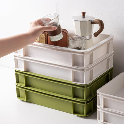 Stackable Organizer Boxes - Create Your Perfect Modular Desktop Storage System Office Desk Organizer Set15.8''*11''*3.26'' (Beige, 6Large)