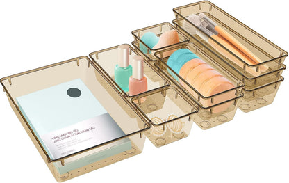 StorMiracle 16 PCS Drawer Organizer Set, 5 Varied Size Bathroom and kitchen Drawer cabinet organizer Trays, Clear Storage Bins for Makeup, Jewelry, Utensils and Gadgets