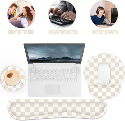 Ergonomic Mouse Pad with Wrist Rest and Keyboard Wrist Rest, Memory Foam Wrist Rest for Computer Keyboard, Easy Typing, Pain Relief, Mouse Pad Wrist Support for Gaming,Office, Laptop, Black Flower