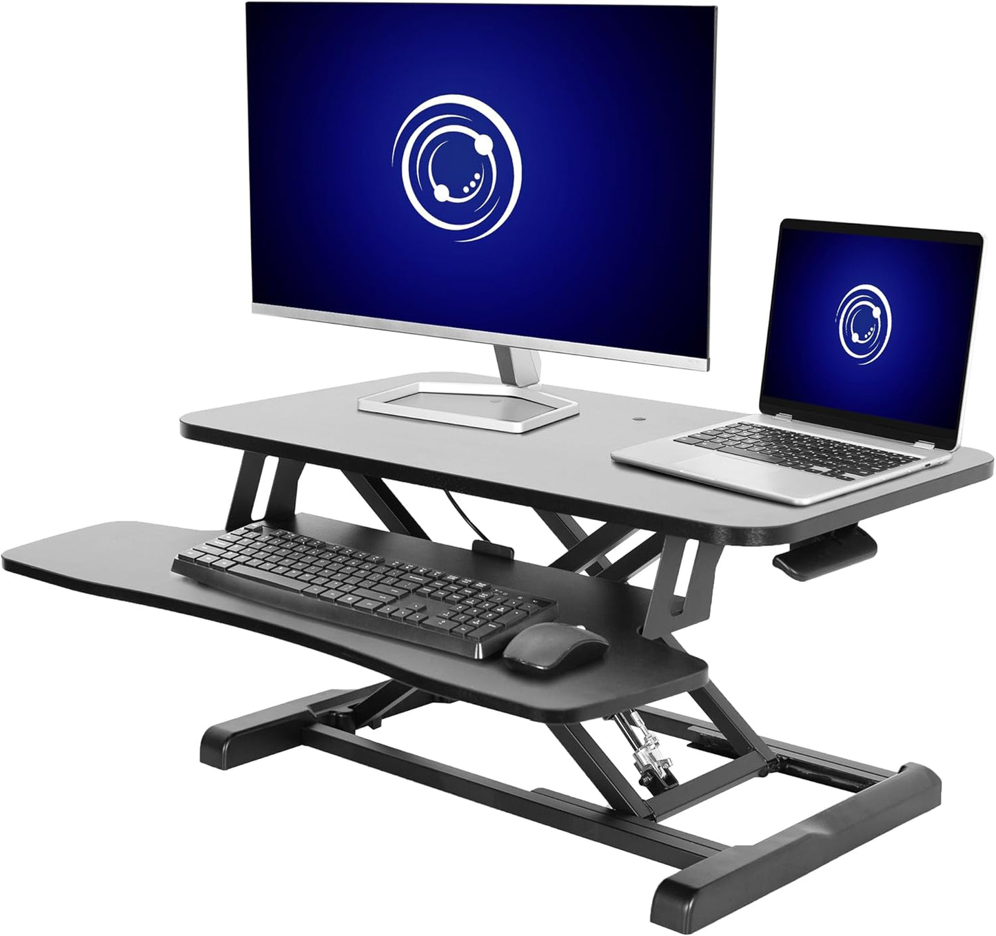 VIVO 26 inch Desk Converter, K Series, Height Adjustable Sit to Stand Riser, Dual Monitor and Laptop Workstation with Keyboard Tray, Black, DESK-V026KB