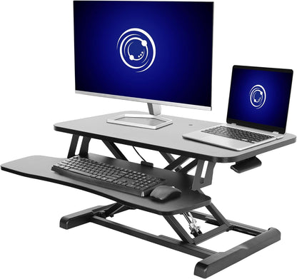 VIVO 26 inch Desk Converter, K Series, Height Adjustable Sit to Stand Riser, Dual Monitor and Laptop Workstation with Keyboard Tray, Black, DESK-V026KB