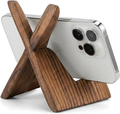 TOJTIK Phone Holder Wood, Small Phone Stand for Desk, Portable Cell Phone Holder for Smartphones & Mini Tablets, Wooden Desktop Organizer & Book Holder, iPhone Stand for 11/12/13 pro max & iPads