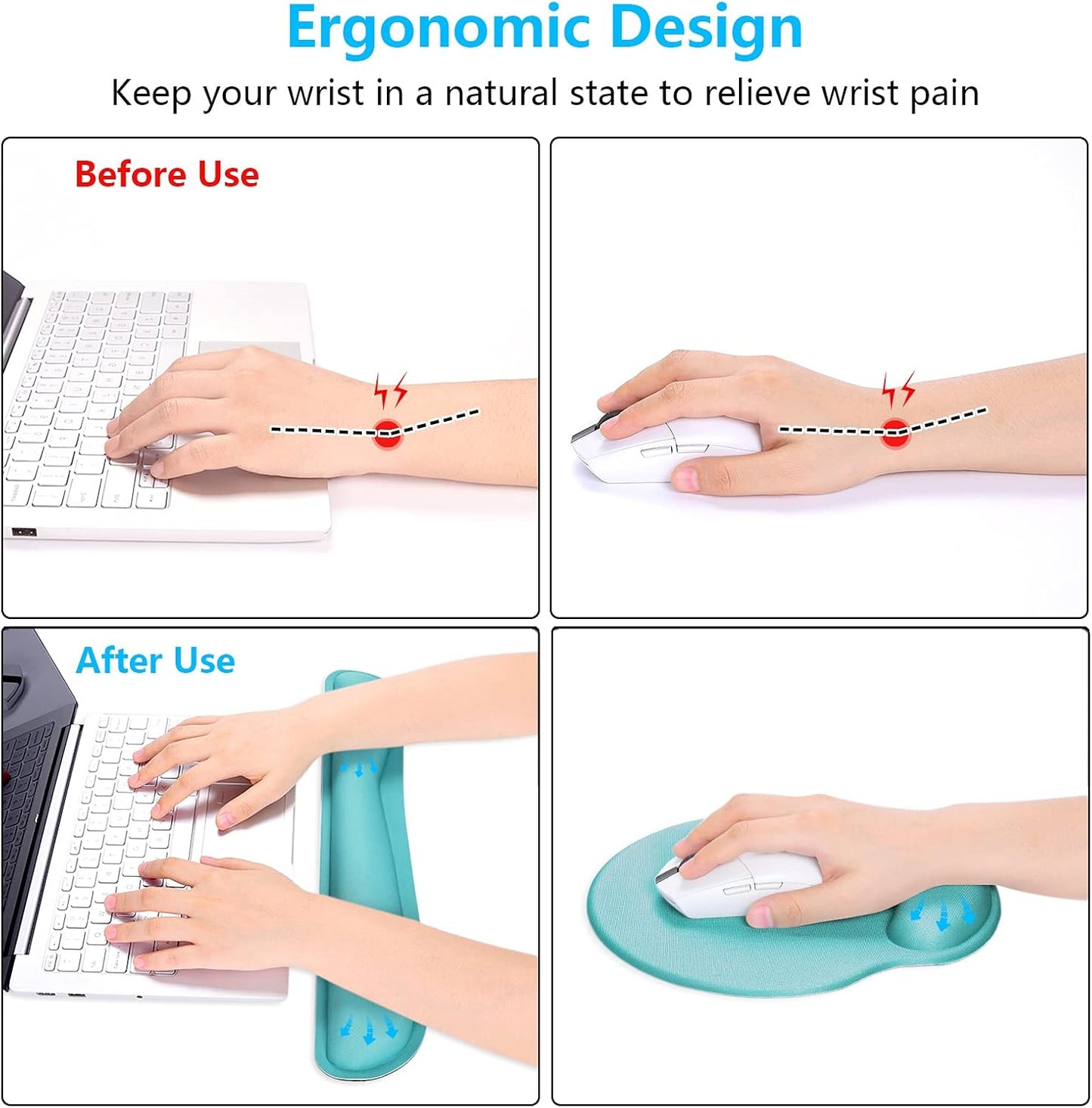 Dapesuom Keyboard Wrist Rest and Mouse Pad with Wrist Support, Cute Memory Foam Cushion for Keyboard and Mouse Set, Ergonomic Desktop Pad Rests with Non Slip Base for Easy Typing & Pain Relief, Pink