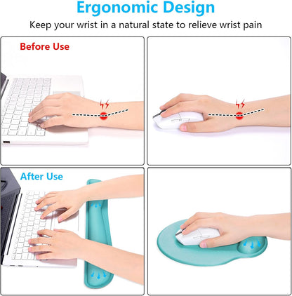 Dapesuom Keyboard Wrist Rest and Mouse Pad with Wrist Support, Cute Memory Foam Cushion for Keyboard and Mouse Set, Ergonomic Desktop Pad Rests with Non Slip Base for Easy Typing & Pain Relief, Pink