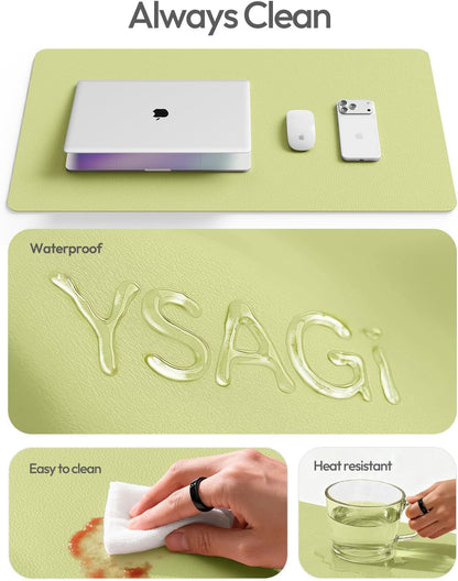 YSAGi Leather Desk Protector, Office Mat, Large Mouse Mat, Non-Slip PU Leather Blotter, Laptop Pad, Waterproof Writing Pad for Office and Home (Light Pink, 23.6" x 13.8") - Colors A