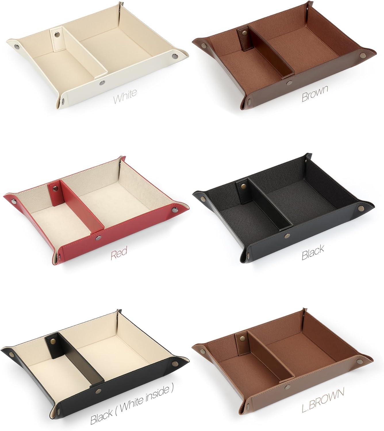 Londo Leather Tray Organizer - Practical Lightweight Water Resistant Computer Table Desk Storage Box for Wallets, Watches, Keys, Coins, Cell Phones and Office Equipment
