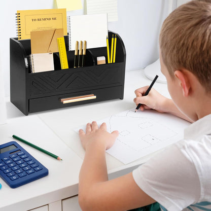Mail Organizer Countertop Kitchen-White Mail Holder Countertop Drawers Wood Desk Drawer Tabletop Storage Organization Pen Holder Letter Sorter Makeup Organizer for School Home Office Supplies