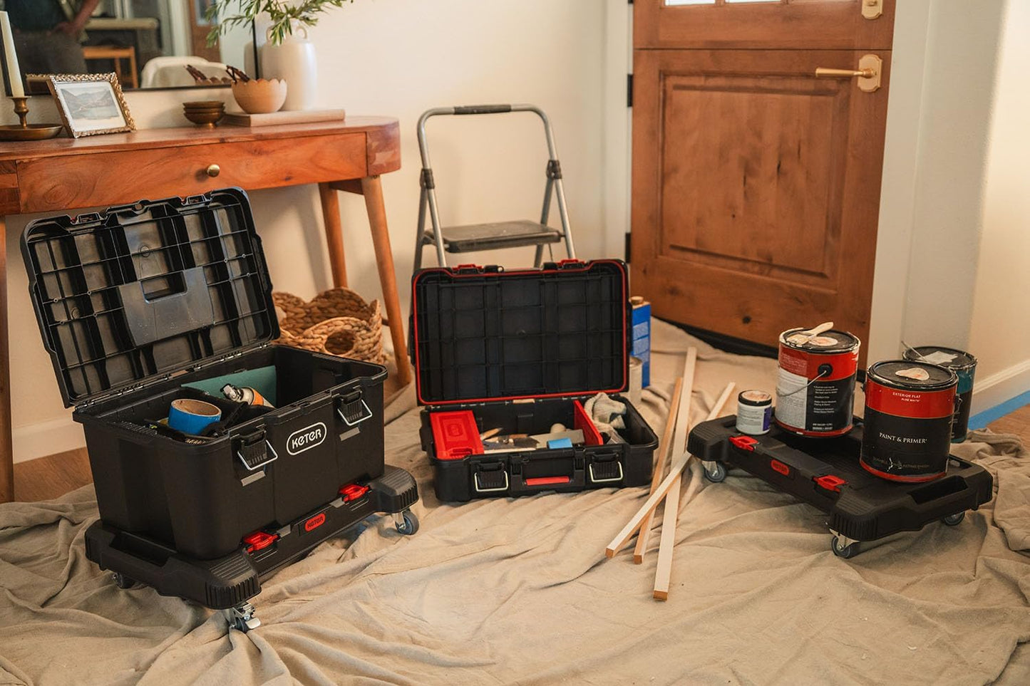 Keter Stack-n-Roll Two Drawer Tool Box for Small Parts and Power Tool Accessories, Fits Keter Modular Tool Storage System
