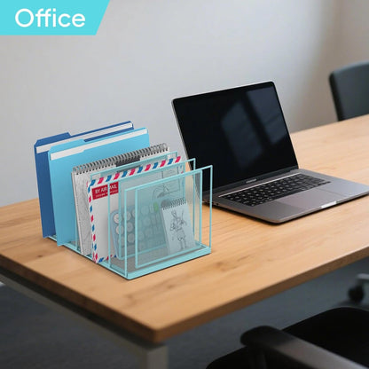 File Organizer for Desk, 5-Section Vertical File Sorter, Paper Holder Organizer Standing Metal File Folder for Office Home Classroom, Black