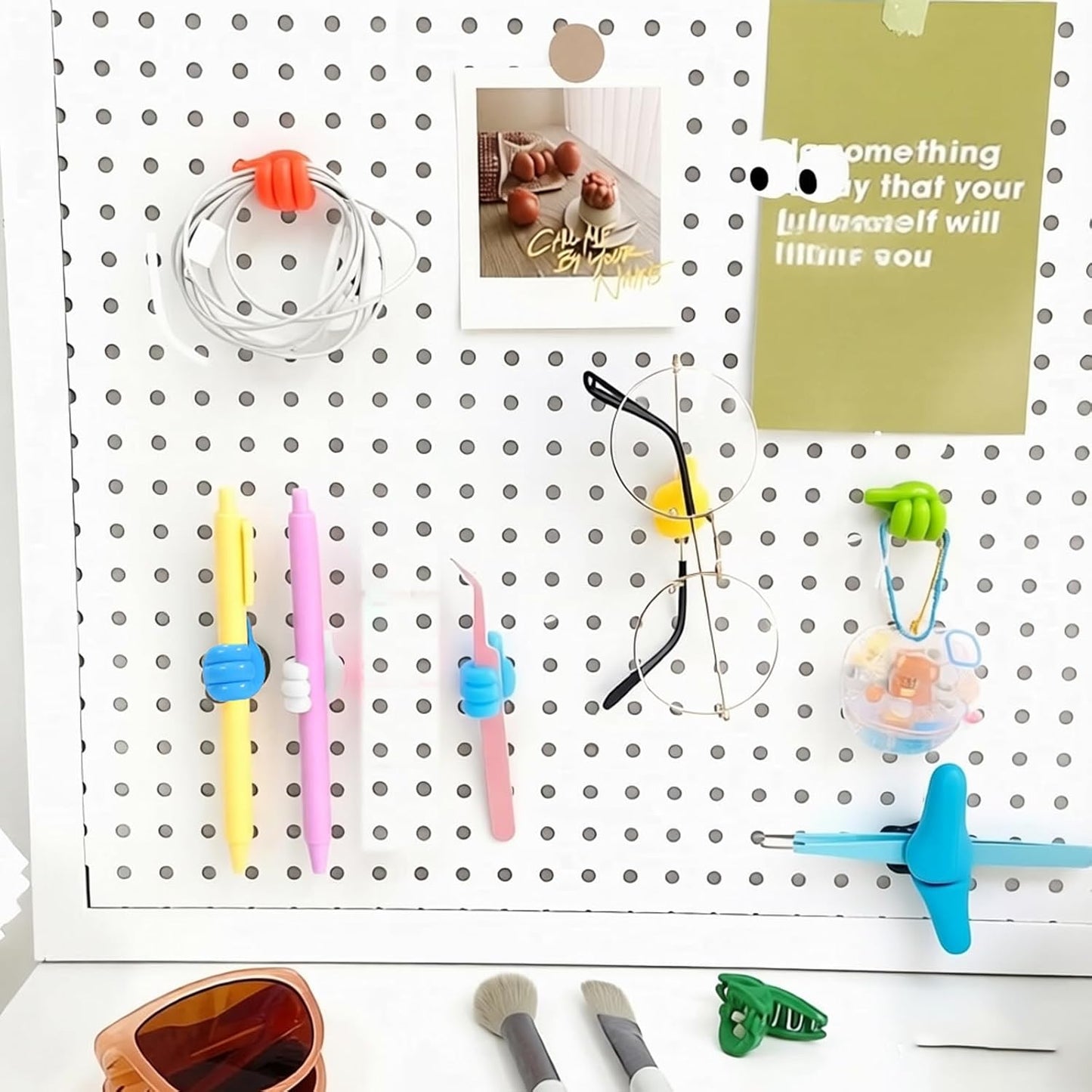 12Pcs Silicone Cord Holders, Thumbs Up Wall Hook for Keys Cord Organizer, Self Adhesive Cable Clips Hooks, Cool Office Gadgets for Desk Stuff