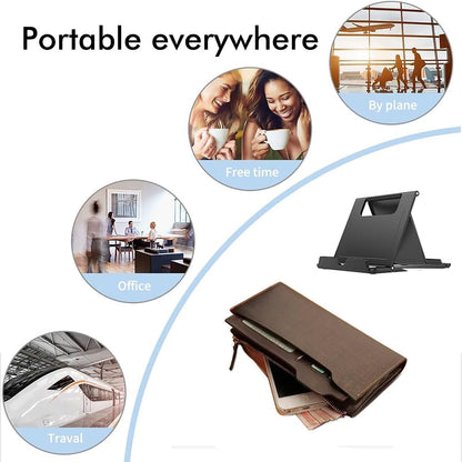 Portable Cell Phone Stand Holder for Desk, 【2 Pack】 Foldable Pocket-Sized Adjustable Mount, Universal Desktop Kickstand Compatible with iPhone, iPad, Kindle & Android Devices - White & White