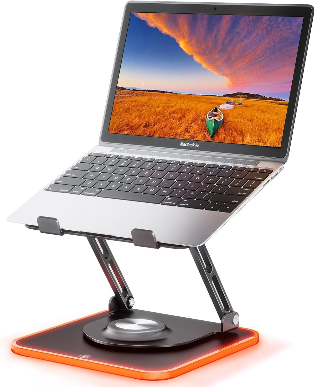 JOYEKY Laptop Stand for Desk, Adjustable Computer Stand with 360° Rotating Base, Ergonomic Laptop Riser for Collaborative Work, Foldable & Portable Laptop Stand, fits for All 10-16" Laptops (Grey)