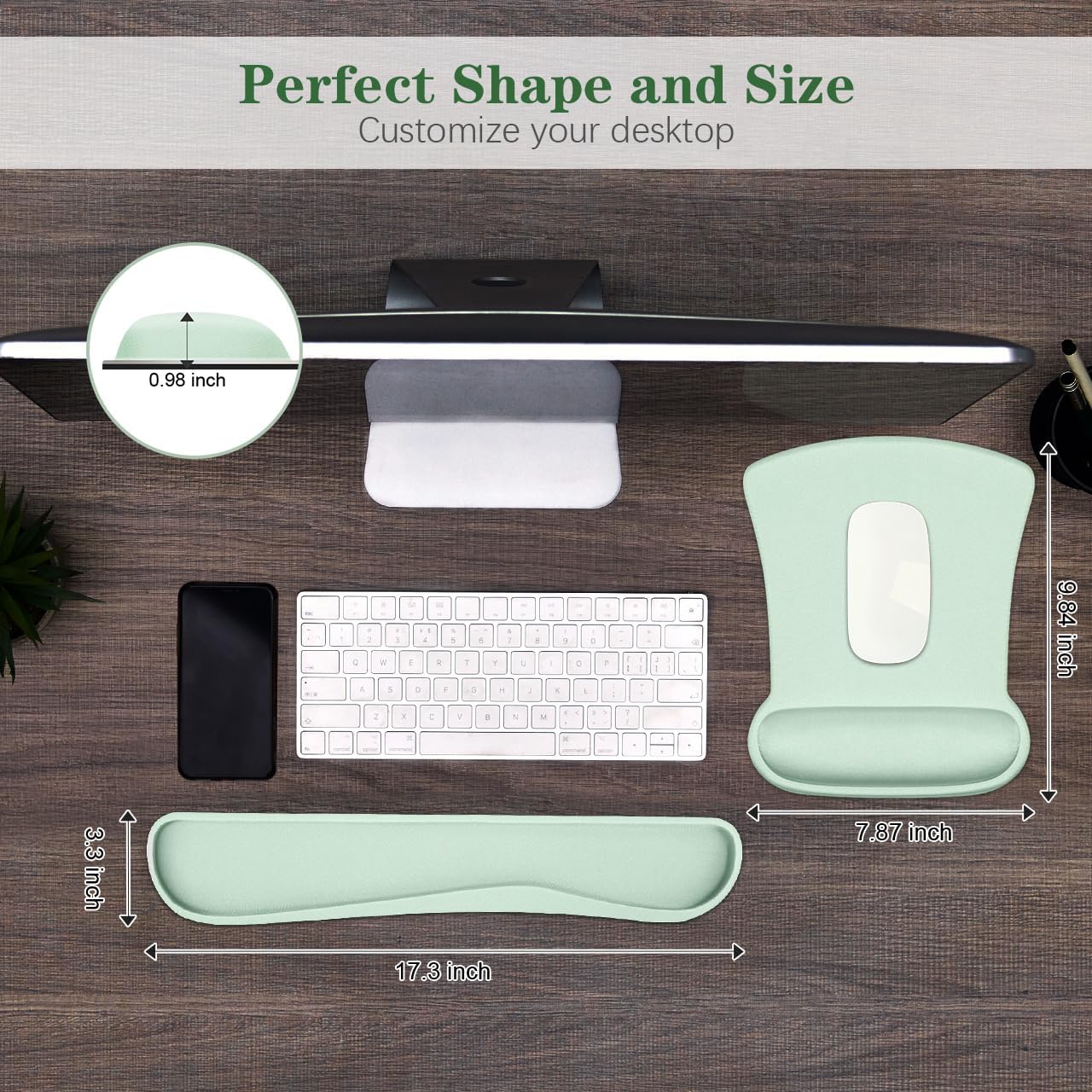 Ergonomic Wrist Rest Support for Mouse Pad and Keyboard Set, Comfortable Memory Foam Keyboard Pad and Soft Gel Mouse Pad, Easy Typing and Pain Relief for Gaming, Office, Laptop, Apricot